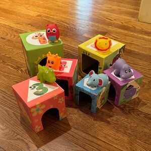 Colorful Animal Pop-Out Blocks Toy Set - Multicolor